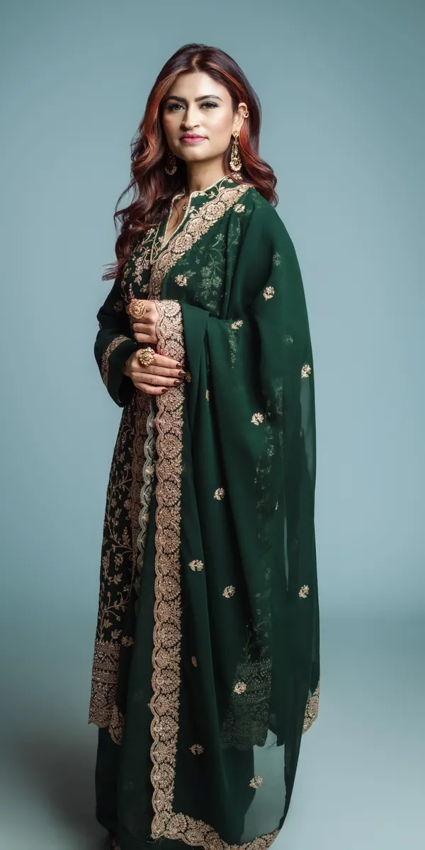 Emerald Green Kaamdaani suit thumbnail 2