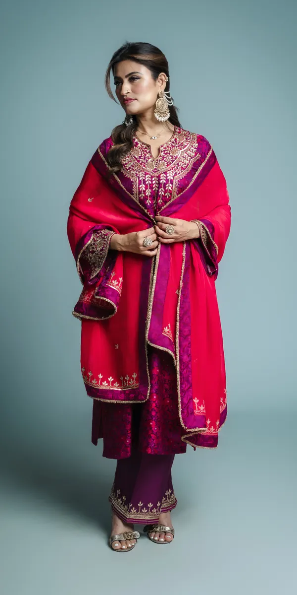 Magenta Orange Gota Patti Suit thumbnail 2