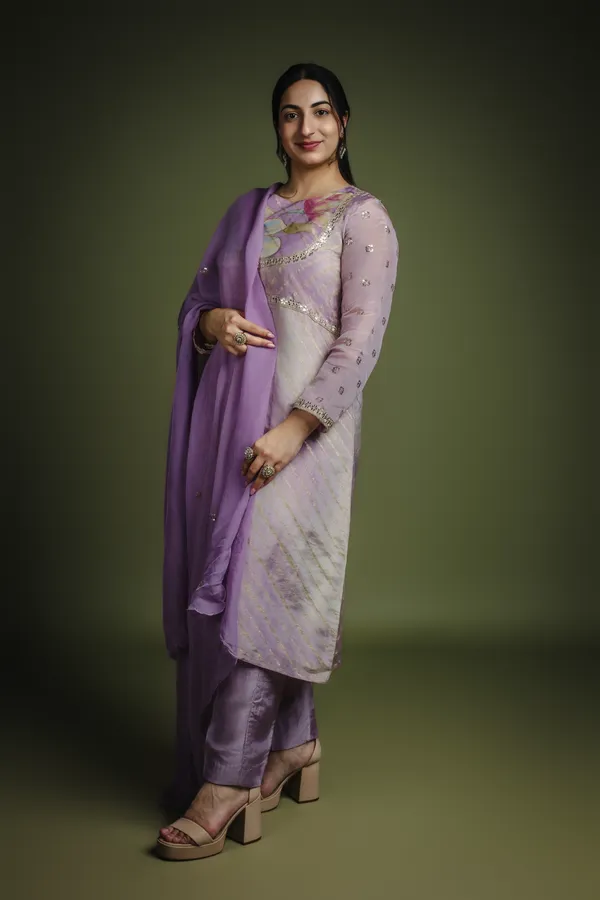 Purple Tissue Front Slit Suit thumbnail 2